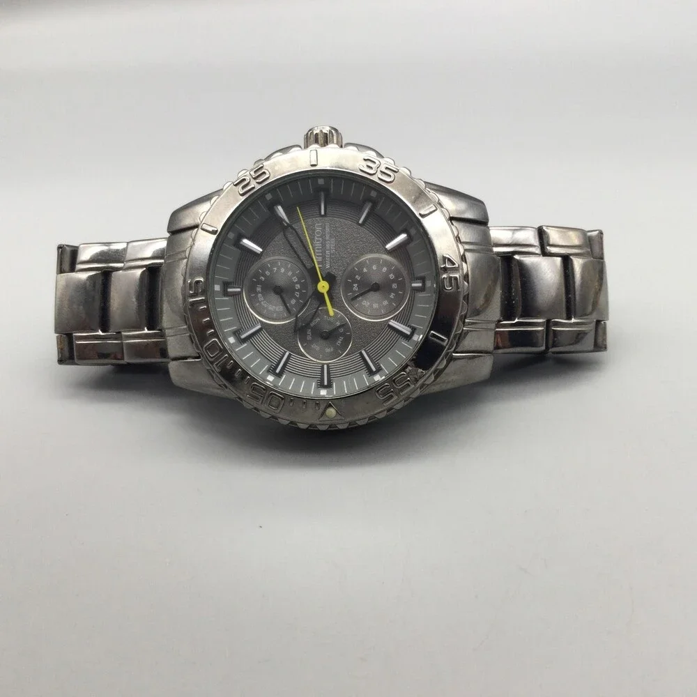 Armitron Mens Watch 42mm Gray Dial Stainless Bracelet 20/4729DS New Battery